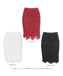 Julia Boutique | 花柄刺繍レースミディアム丈タイトスカート・ボトム(スカート)