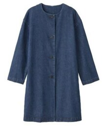 無印良品 | ストレッチデニムノーカラーコート(ノーカラーコート)