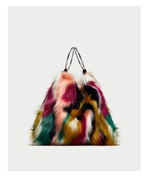 ZARA | フェイクファー巾着型バッグ(ハンドバッグ)