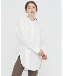 UNIQLO | コットンツイルスタンドカラーロングシャツ(シャツ/ブラウス)