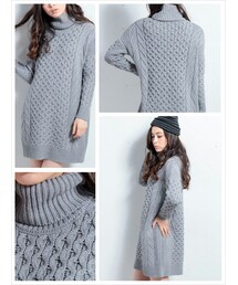 YEVS | アンゴラ混ケーブルニットタートルワンピース(ワンピース)