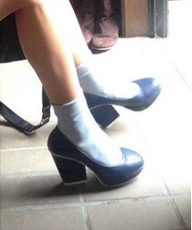 running with heels | 太ヒールデザインパンプス(パンプス)