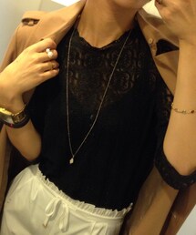 no brand | ブラックレースカットソー(Tシャツ/カットソー)