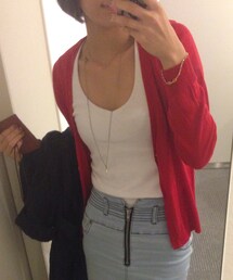 no brand | 赤いカーディガン(カーディガン/ボレロ)