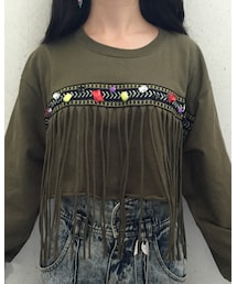 SPINNS | リメイク フリンジビジューtops(Tシャツ/カットソー)