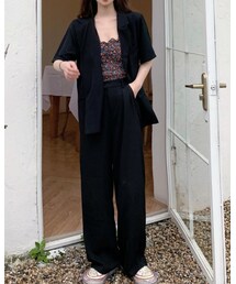 lamitte deco |  半袖 テーラード ジャケット × ストレート パンツ セットアップ(テーラードジャケット)