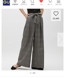 GU | グレンチェックワイドパンツ(その他パンツ)