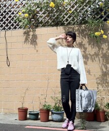 MANGO | 高腰破壞煙管褲(デニムパンツ)