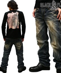 BLACK FLAME | SCRIPT BONE セルビッチデニム(デニムパンツ)