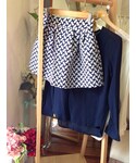 tangers | Weave Motif Fan Pleats Skirt (Navy)(Skirt)
