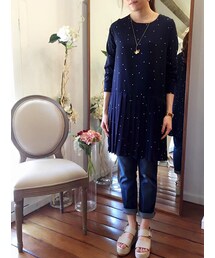 tangers | Dotty Pleated Drop Waist Dress(ワンピース)