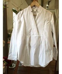tangers | Cut Out Collar Bib Shirt (White)(シャツ/ブラウス)