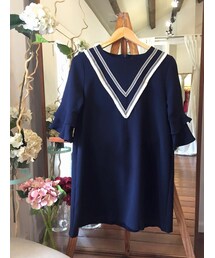 tangers | V Fringe Trimmings One Piece (Navy)(チュニック)