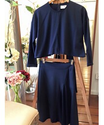 tangers | Drop Sleeves Cropped Navy Top(Tシャツ/カットソー)