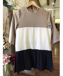 tangers | Pleated Hem Colour Block Dress(ワンピース)