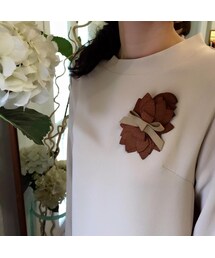 tangers | Ribbon on Flat Petals Flower Brooch (Brown)(ブローチ/コサージュ)