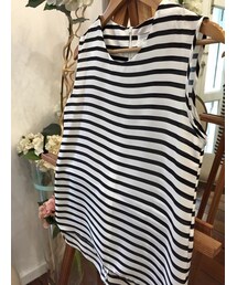 tangers | Stripey Chiffon Tank (Black)(タンクトップ)