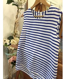 tangers | Stripey Chiffon Tank (Blue)(タンクトップ)