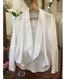 tangers | High-Low Hem Chiffon Blazer (White)(テーラードジャケット)