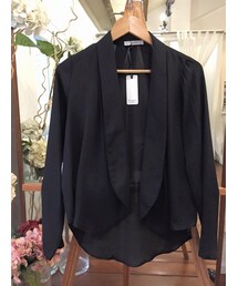 tangers | High-Low Hem Chiffon Blazer (Black) (テーラードジャケット)