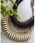tangers | Ringlets Dual Cable Necklace (Ivory/Black)(Necklace)