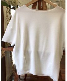 tangers | Boat Neck Texturised Top (White)(シャツ/ブラウス)