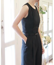 tangers | 7/8 Wide Legged Jumpsuit (Black)(つなぎ/オールインワン)