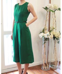 tangers | 7/8 Wide Legged Jumpsuit (Green)(つなぎ/オールインワン)