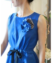 tangers | Flower Petals Linen Brooch (Blue/Grey)(ワンピース)