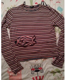 3 Girls Clothing | Red, white, blue, pink striped long sleeve {w matching mask(シャツ/ブラウス)