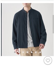 無印良品 | インド綿二重ガーゼスタンドカラーシャツ 紳士ＸＬ・ダークネイビー(シャツ/ブラウス)