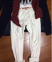 ダメージデニム ホワイト(デニムパンツ)