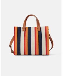 ZARA | ストライプ柄キャンバス地トートバッグ(トートバッグ)