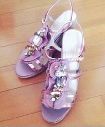 ビジューウェッジサンダル(サンダル)