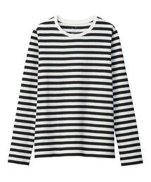 無印良品 | インド綿天竺編みクルーネック長袖Ｔシャツ（ボーダー）(Tシャツ/カットソー)