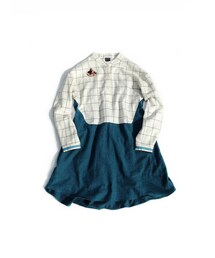 森林型拼接休閒洋裝 MIXED FABRIC SWEAT ONE-PIECE (ワンピース)