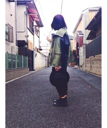 FOREVER 21 | 袖がレザーになってるアウター(ミリタリージャケット)