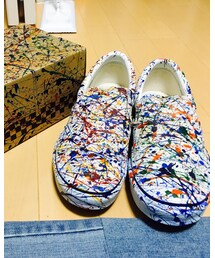 VANS | vansのオフホワイトのスリッポンにオーダーペイントしてもらいました。夏らしく仕上がり、いい感じです！(スニーカー)