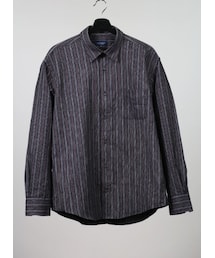 QZILLA by Mr.Bliss | 【大きいサイズメンズ】イレギュラー縞模様ネルシャツ[2L/3L/4L](シャツ/ブラウス)
