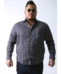 QZILLA by Mr.Bliss | 【大きいサイズメンズ】麻100％リネン小花柄日本製カッタウェイ長袖シャツカジュアルシャツ2L(50)/3L(52)(シャツ/ブラウス)