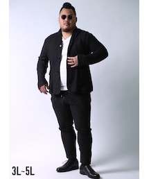 QZILLA by Mr.Bliss | 【大きいサイズメンズ】スラブ素材イタリアン襟カジュアルスーツ3L(XXL)/4L(XXXL)/5L(4XXL)(セットアップ)