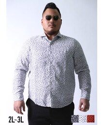 QZILLA by Mr.Bliss | 【大きいサイズメンズ】barassi(バラシ)麻100%リネン小花柄日本製カッタウェイ長袖シャツカジュアルシャツ2L(50)/3L(52)(シャツ/ブラウス)