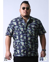 QZILLA by Mr.Bliss | 【大きいサイズメンズ】CAPRI(カプリ)南国柄開襟オープンカラー半袖シャツカジュアルシャツ2L(50)(シャツ/ブラウス)