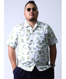 QZILLA by Mr.Bliss | 南国柄開襟オープンカラー半袖シャツカジュアルシャツ(シャツ/ブラウス)