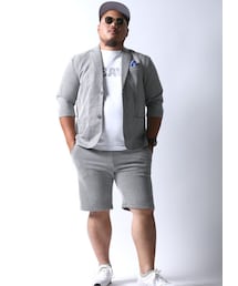 QZILLA by Mr.Bliss | ワッフルテーラードストレッチセットアップ上下セット7分袖ハーフパンツカジュアルスーツ(セットアップ)