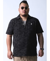 QZILLA by Mr.Bliss | カモフラ迷彩柄鹿の子スキッパーポロシャツ(ポロシャツ)