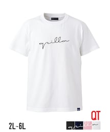 QZILLA by Mr.Bliss | QT(キューティ)筆記体qzillaロゴUネック半袖Tシャツ カットソー 2L/3L/4L/5L/6L(Tシャツ/カットソー)