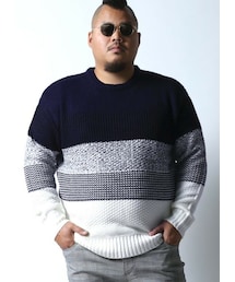 QZILLA by Mr.Bliss | 編み変えグラデアクリルワッフルニットセーター(ニット/セーター)