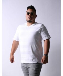 QZILLA by Mr.bliss | 【大きいサイズメンズ】 ボーダーVネック半袖Tシャツカットソー2L/3L/4L/5L(Tシャツ/カットソー)