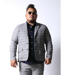 QZILLA by Mr.Bliss | 大きいサイズ テーラード ブレザー メンズ ジャケット 感激 グレンチェック(テーラードジャケット)